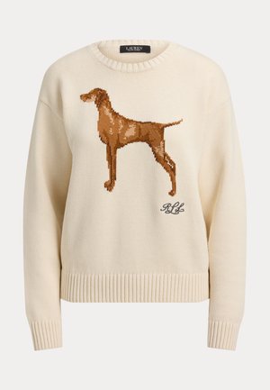 Lauren Ralph Lauren Petite, INTARSIA-KNIT VIZSLA COTTON SWEATER - Maglione - mascarpone cream multi