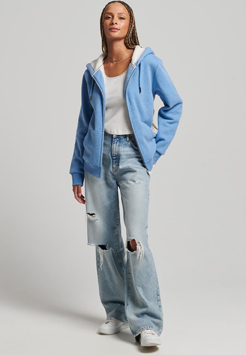 Superdry ESSENTIAL BORG - Zip-up sweatshirt - blush blue marl/blue -  Zalando.ie
