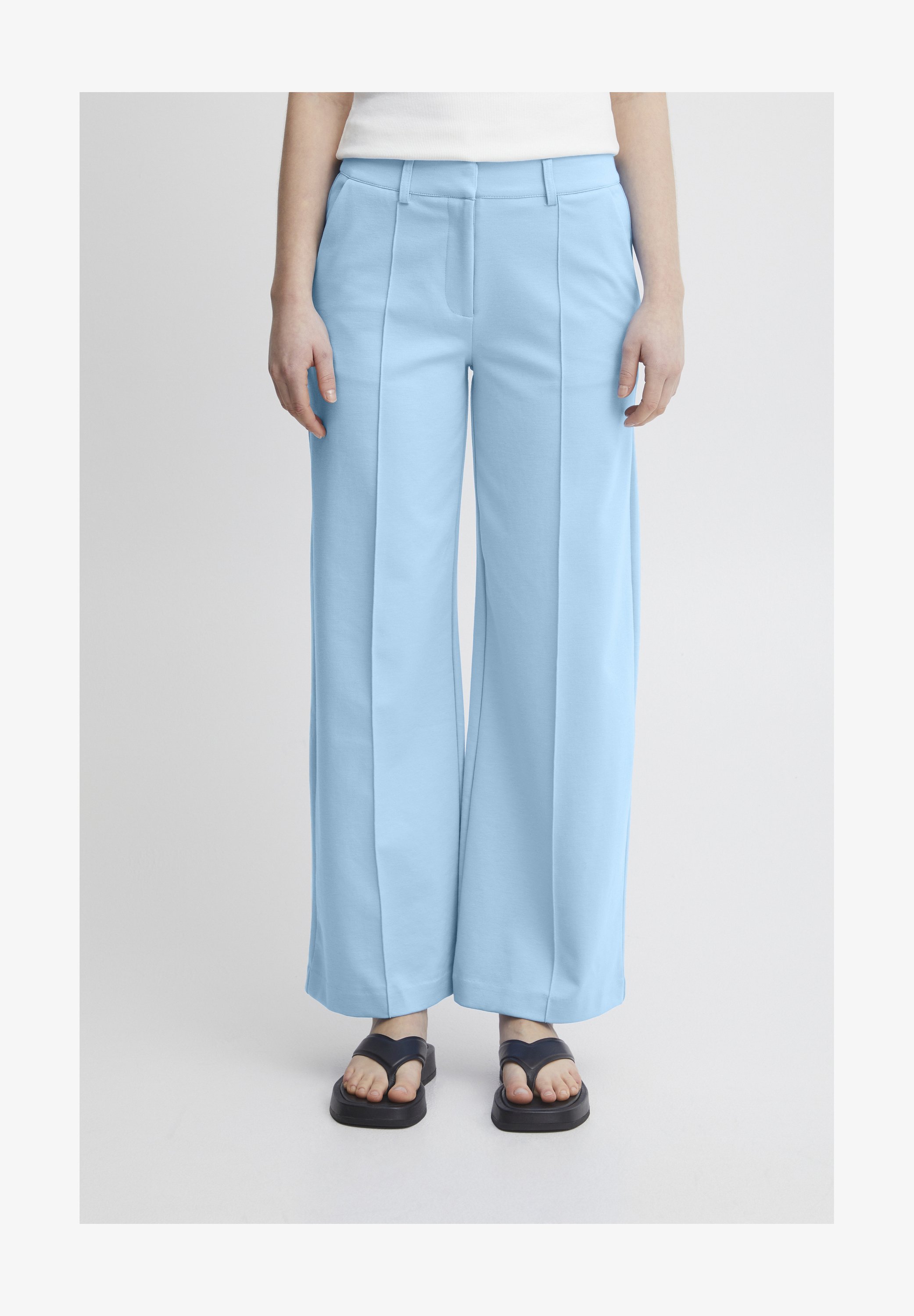 Pantaloni Donna Ichi Kate – Jersey Elasticizzato, Vita Con Coulisse, Taglio Slim Cropped