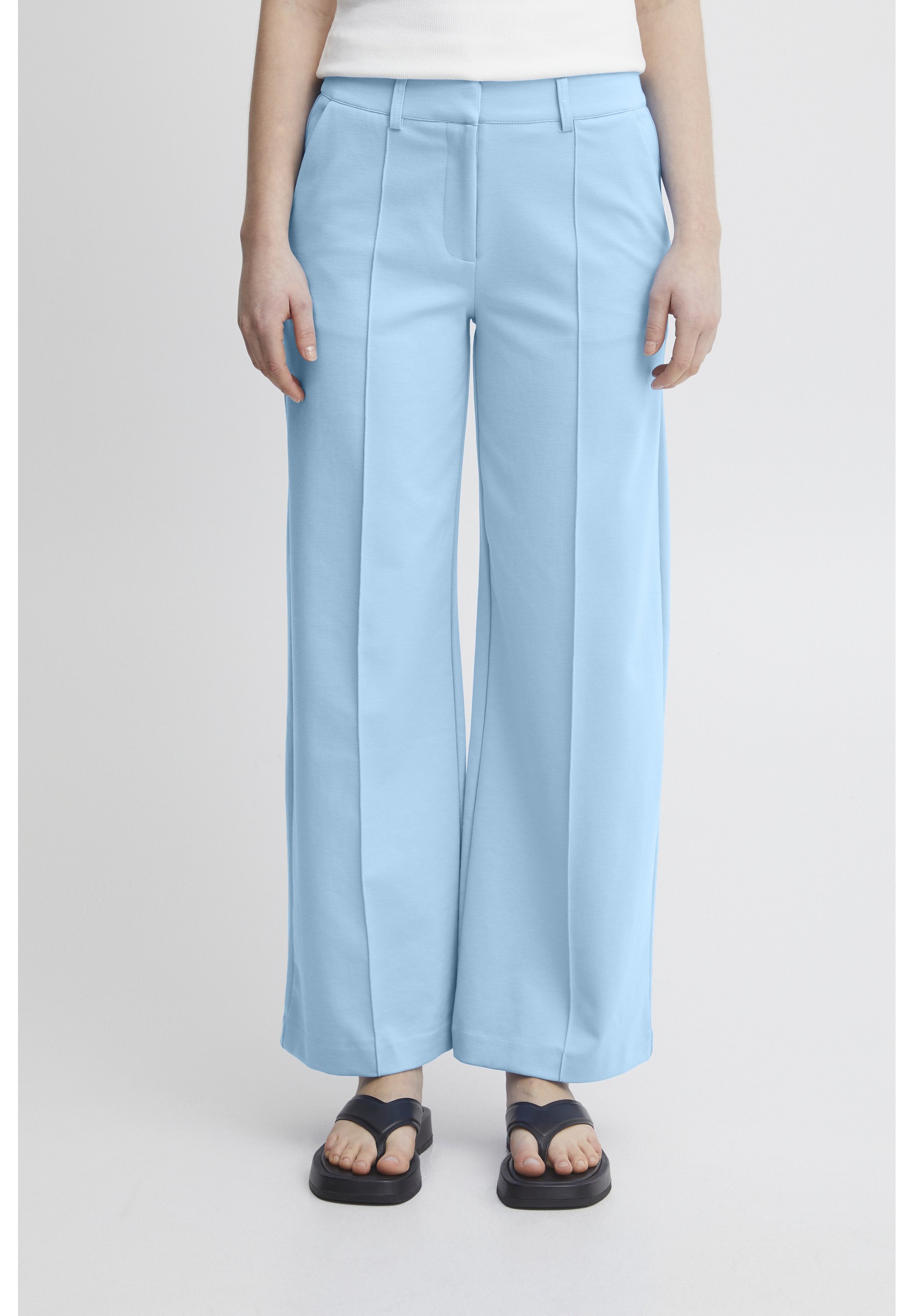 Pantaloni Donna Ichi Kate – Jersey Elasticizzato, Vita Con Coulisse, Taglio Slim Cropped