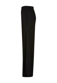 Pantaloni sportivi neri con una cintura elastica, design a gamba dritta, tasche laterali e spacchi all'orlo per comfort e facilità di movimento.