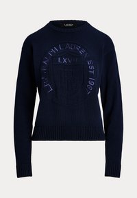 LOGO CREST COTTON CREWNECK SWEATER - Strikkegenser - navy