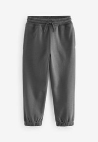 Graue Jogginghosen aus weichem Stoff mit elastischem Bund, Kordelzug und schmal zulaufenden Bündchen. Verfügt über Seitentaschen zur Aufbewahrung.