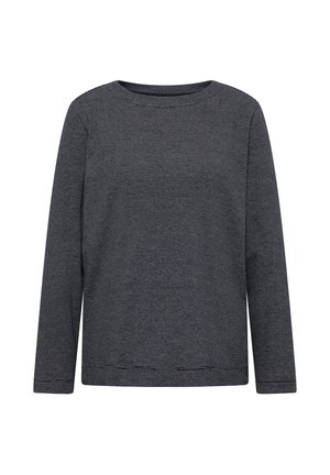 Lange mouwen shirt in donkergrijs met een subtiel gestreept patroon, ronde halslijn en een ontspannen pasvorm. Zachte stof met een licht gestructureerde uitstraling.