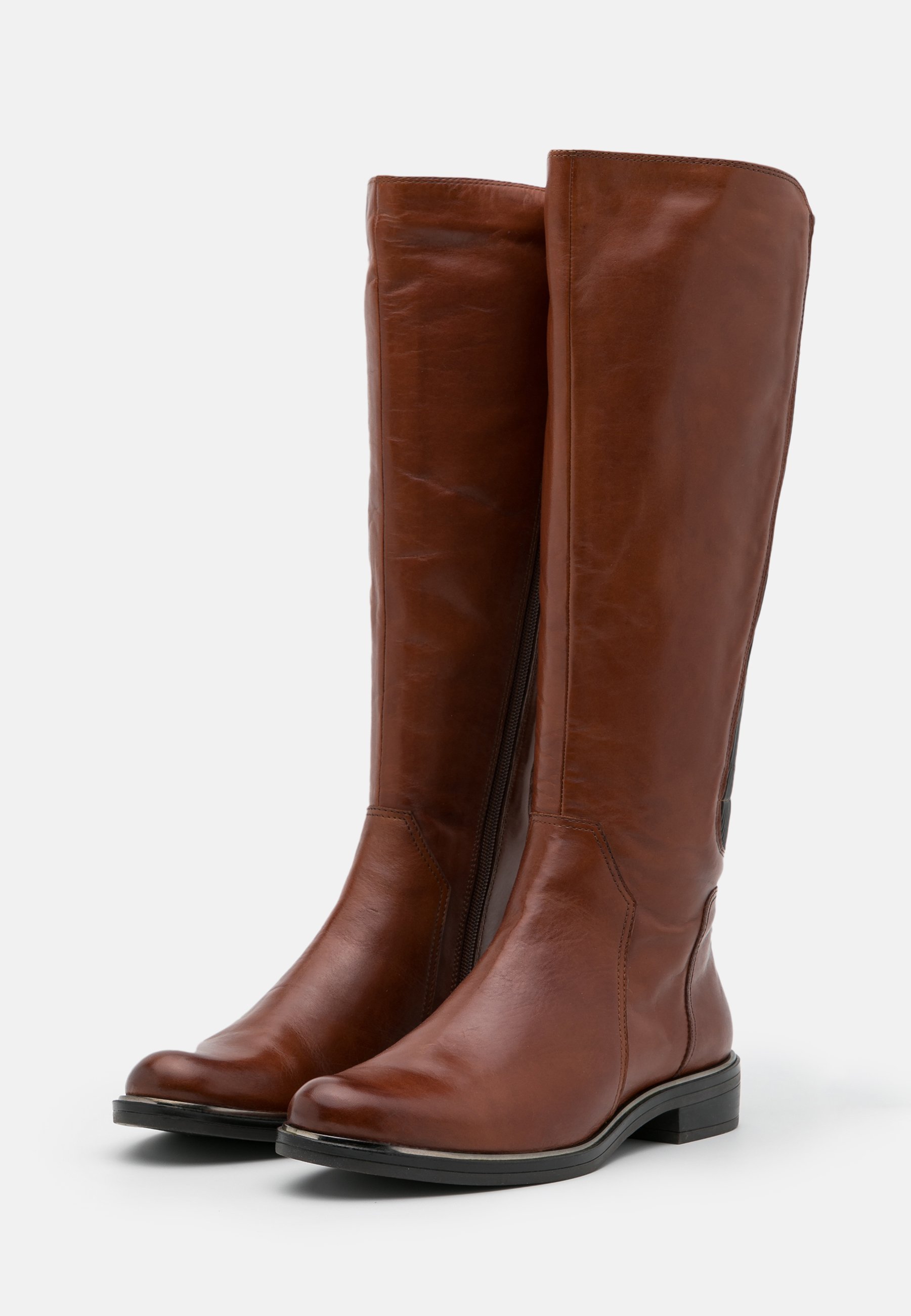 cognac boots flat