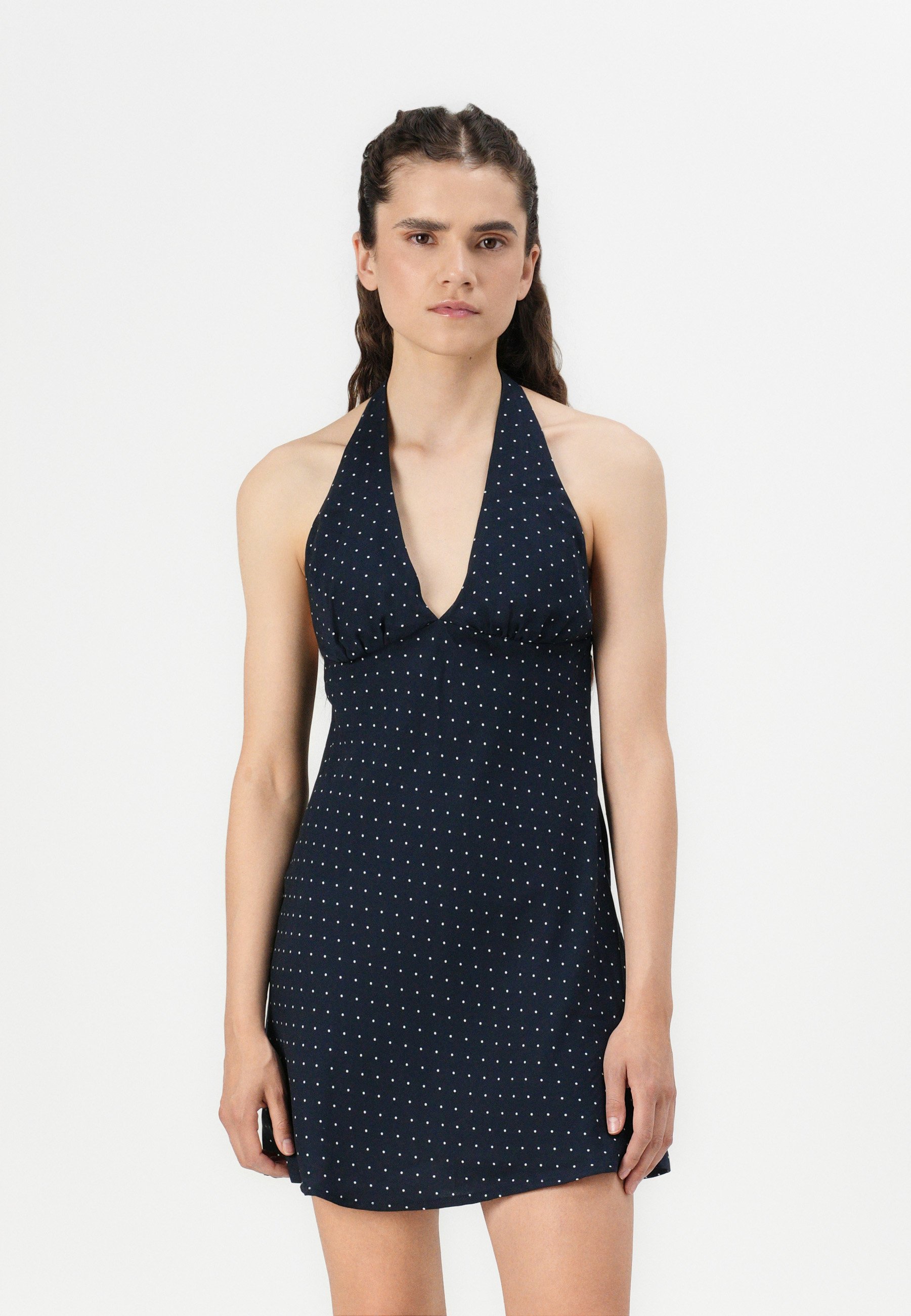 princess polly baby blue dress Hollister polka dot mini dress layered ruffles Y2K
