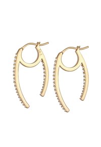 Guldtonede hoops med et �åbent design, prydet med en række små klare krystaller langs kanten for ekstra detaljer.