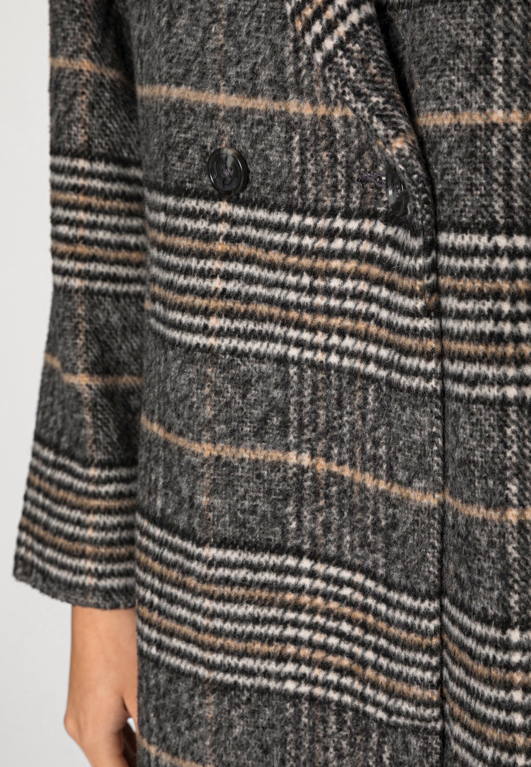grey plaid wool coat