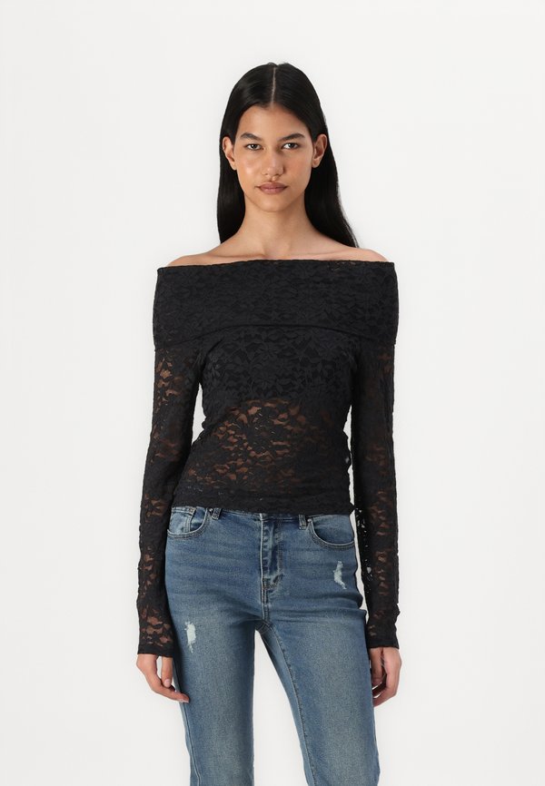 All-Over Lace Off-the-Shoulder Top - Long sleeved top