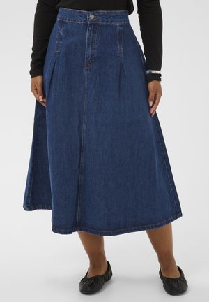 RISKA - A-silueta svārki - mid blue wash denim