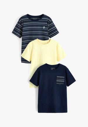 3 PACK SHORT SLEEVE - Print T-shirt - navy white stripe