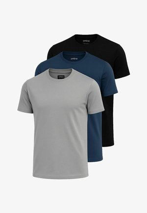 SET OF 3 - Camiseta básica - black navy grey