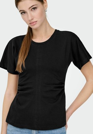 ONLY, ONLMARIE LIFE S/S RUCHING TOP JRS - Camiseta estampada - black