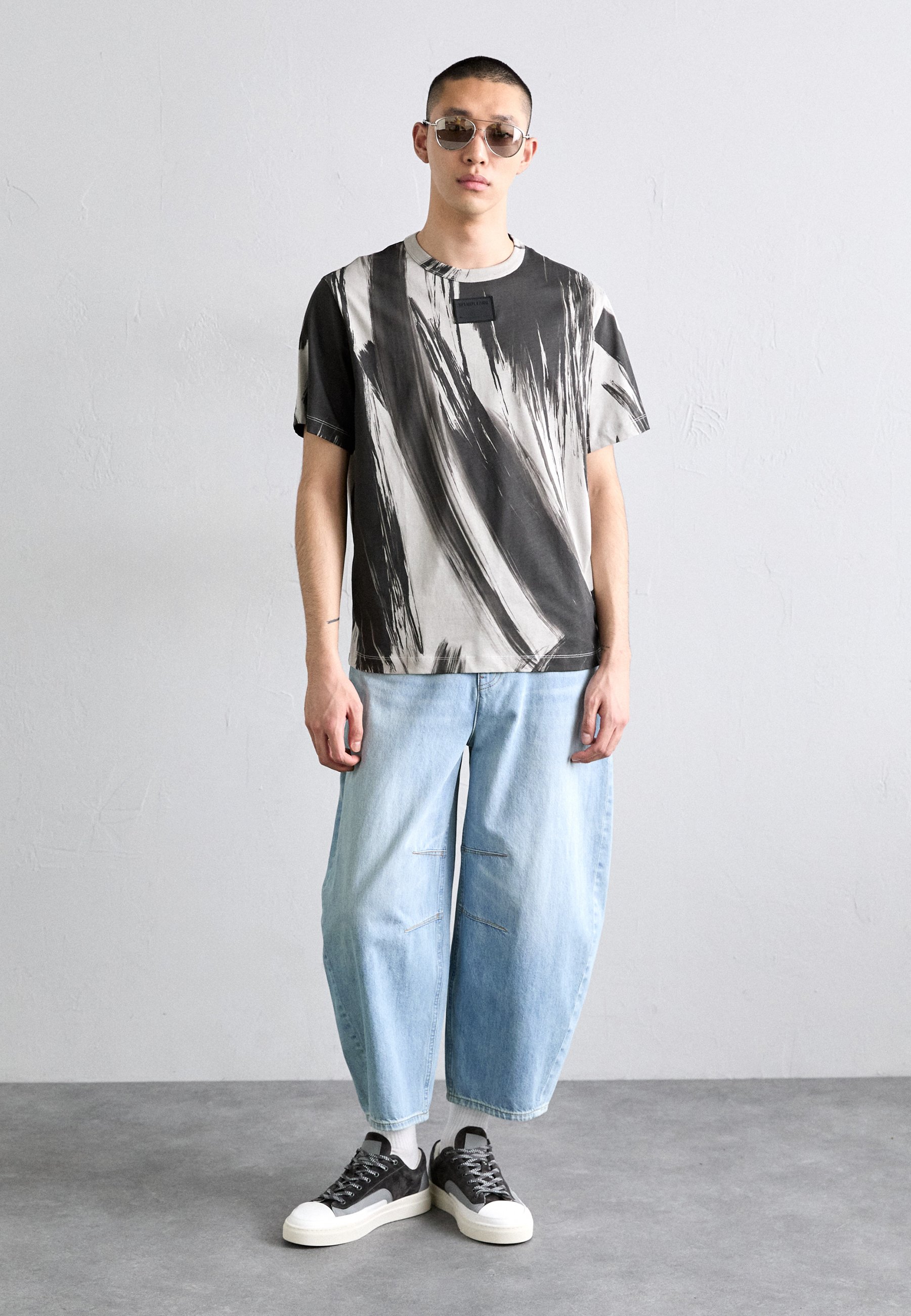 Helmut Lang FEATHER BRUSHSTROK - Print T-shirt - grey - Zalando.co.uk