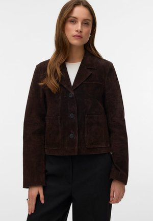 Vero Moda, VMJANICE SHORT JACKET - Кожено яке - chocolate torte