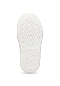 Suola di scarpa in gomma bianca con un modello testurizzato a onde, caratterizzata da un logo circolare con una "N" al centro e un'etichetta "24" vicino al bordo.