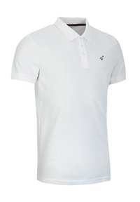 Wei�ßes Poloshirt aus Baumwolle mit Kragen und kurzen Ärmeln. Verfügt über eine Drei-Knopf-Leiste und ein kleines, gesticktes Logo auf der Brust.