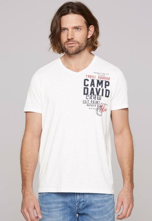 MIT V-NECK LOGO - Print T-shirt - opticwhite