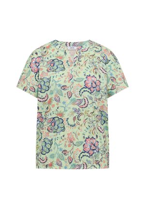 Cecil, T-SHIRT MIT SPLIT NECK UND PRINT - T-shirt imprimé - raw matcha lime