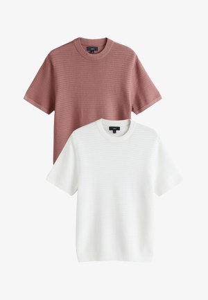 Next, REGULAR FIT - TEXTURED CREW NECK 2 PACK - T-shirt basic - white/pink