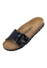 Sandal con pattina da marina in colore blu navy, dotata di una ampia fascia e di una fibbia regolabile, con un plantare imbottito e una suola testurizzata per una migliore aderenza.