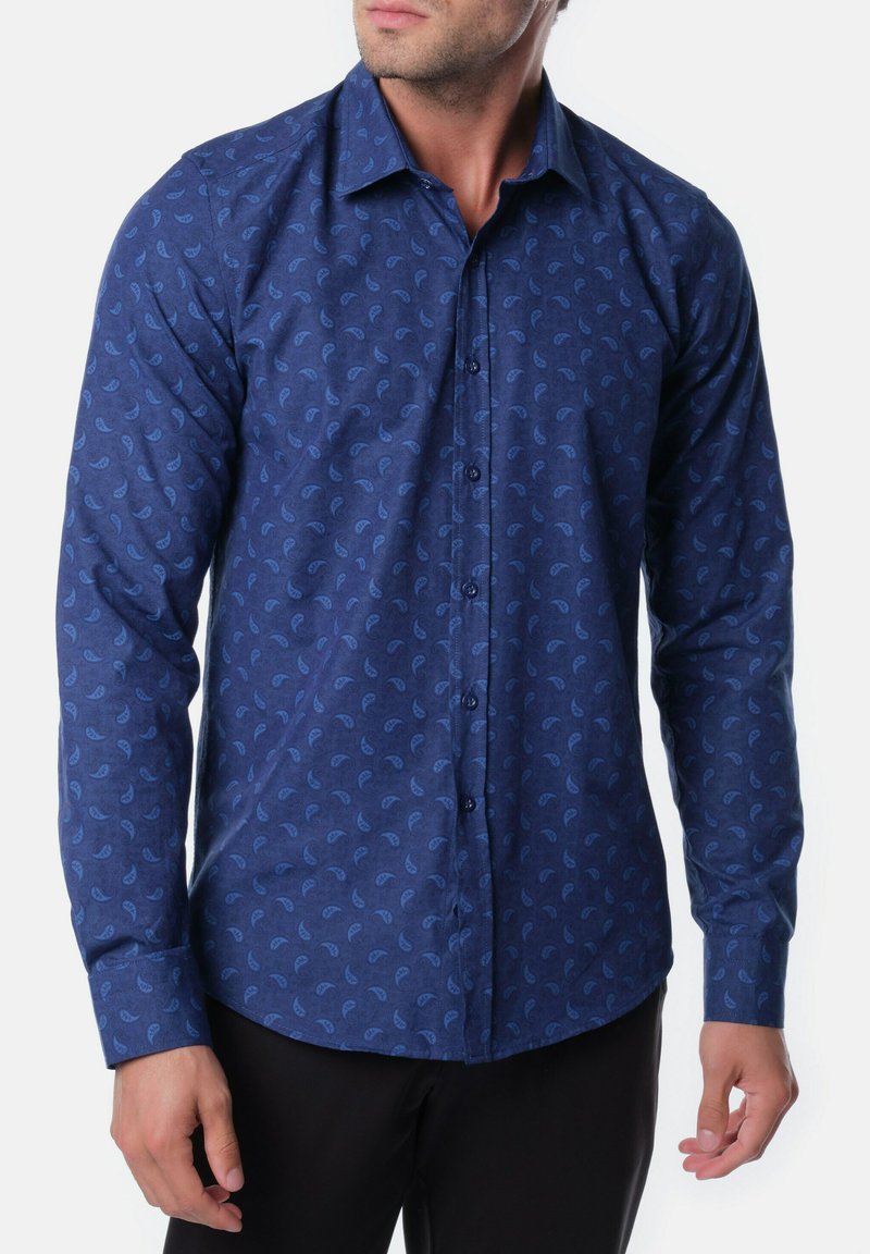 K124- Chemisier col fantaisie By one (T40-T48) (marine) - Bleu Clair