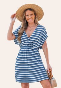 Cupshe BREEZY STRIPED WRAP - Robe de jour - blue