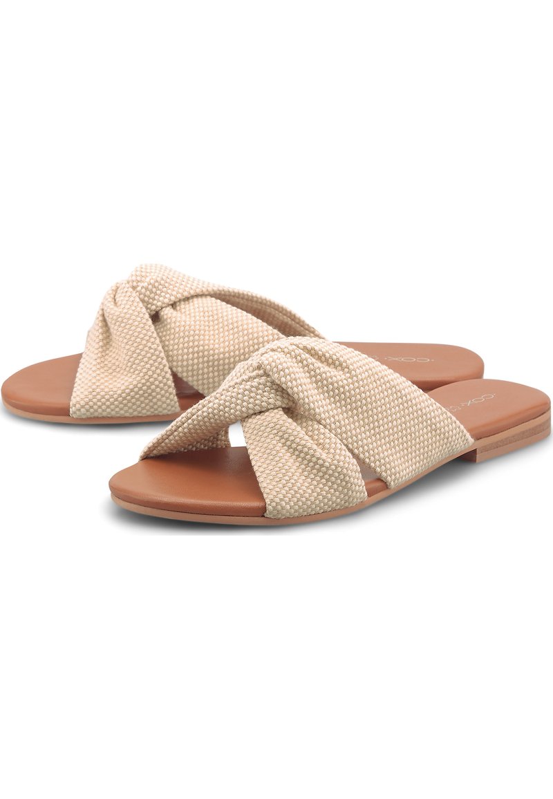 Damen Flache Pantoletten | COX Pantolette flach weiß/offwhite - NK79627 Damen Flache Pantoletten | COX Pantolette flach weiß/offwhite - NK79627