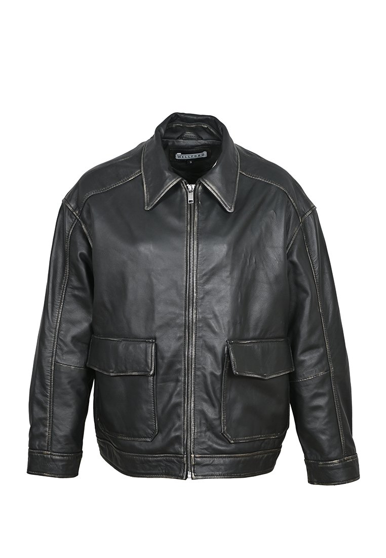 Le Temps Des Cerises Leren jas zwart