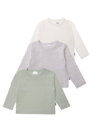 3 PACK - Long sleeved top - light green/light grey/white