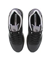 Czarne sneakersy z gładką skórzaną cholewką, białymi akcentami i sznurowanym designem. Zawierają logo na języku i wyściełaną podeszwę.