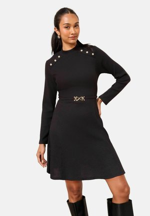 REGULAR FIT - LONG SLEEVE - Gebreide jurk - black