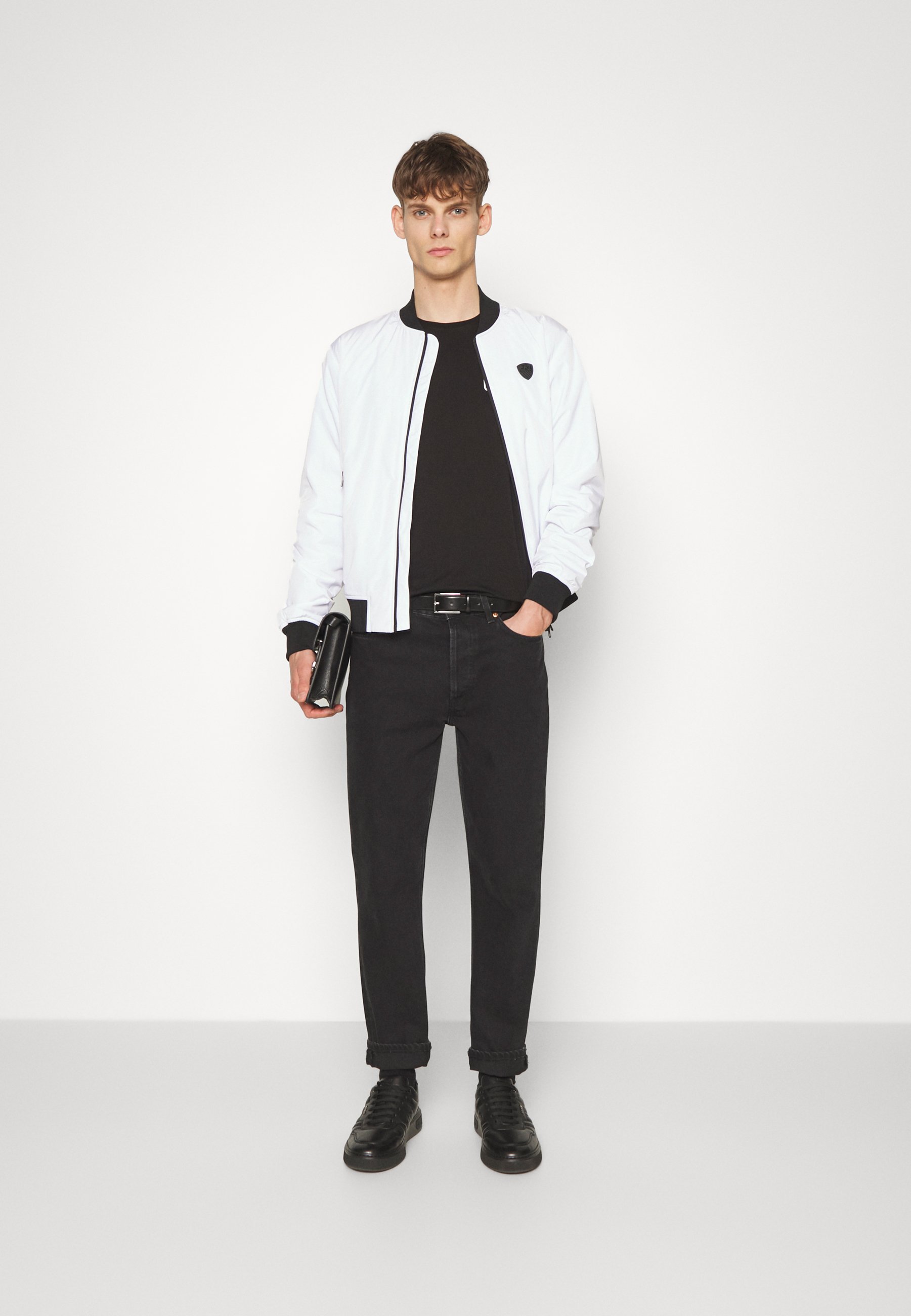 bomber jacket white shirt