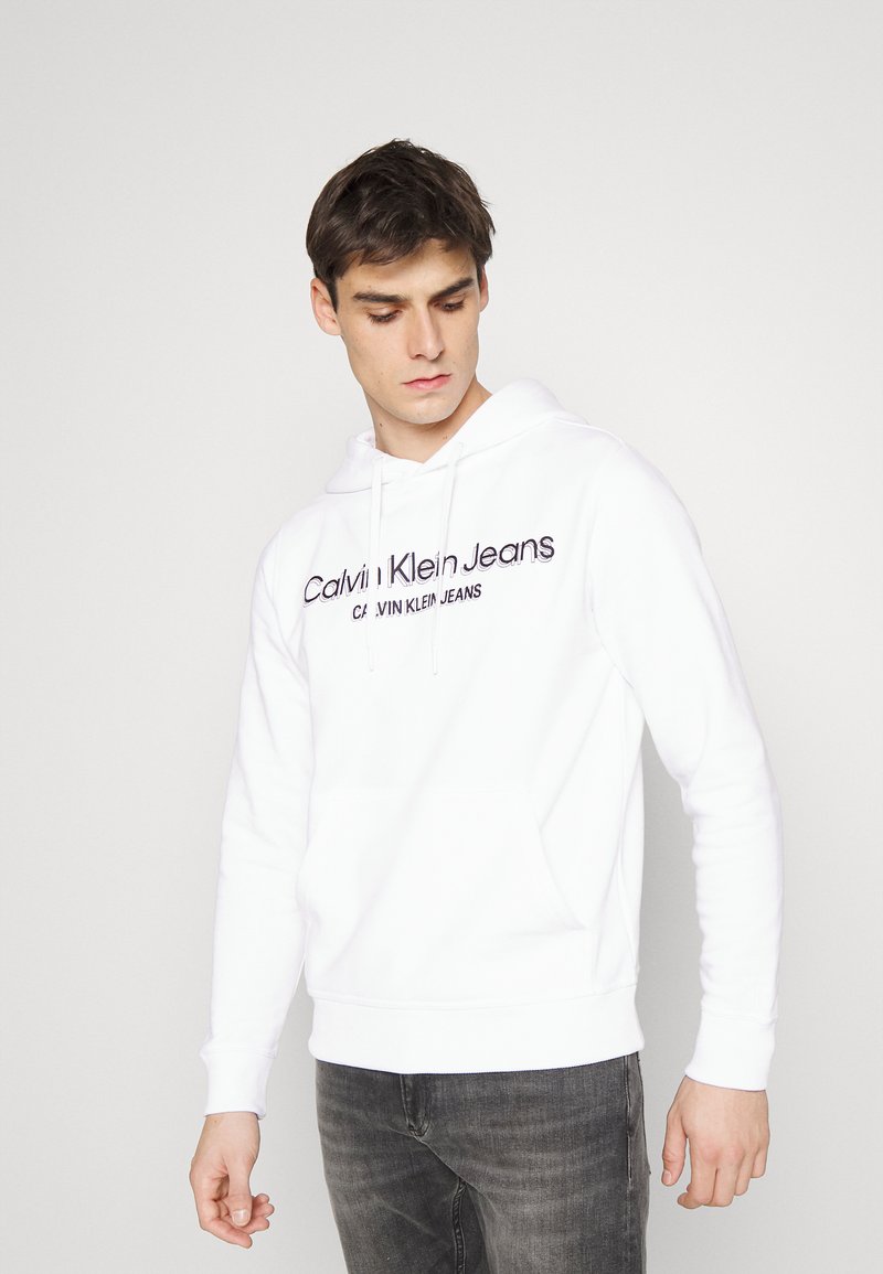 Calvin Klein Jeans MONOCHROME INSTITUTIONAL HOODIE - Camisola - bright white