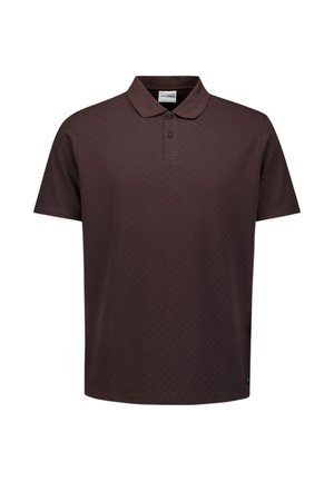 NO EXCESS, SHORT-SLEEVE STRUCTURED V-NECK POLO - Poloshirt - dark brown