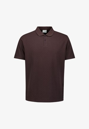 NO EXCESS, SHORT-SLEEVE STRUCTURED V-NECK POLO - Poloshirt - dark brown