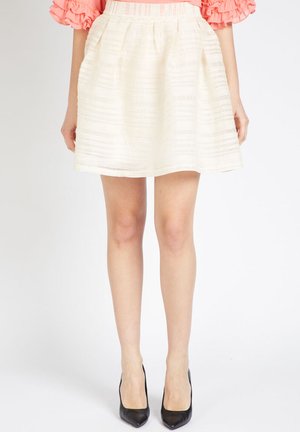 Outfitters Nation, FALDA ACAMPANADA EFECTO RAYAS EN RELIEVE Y CORTE EVASÉ - Minifalda - beige