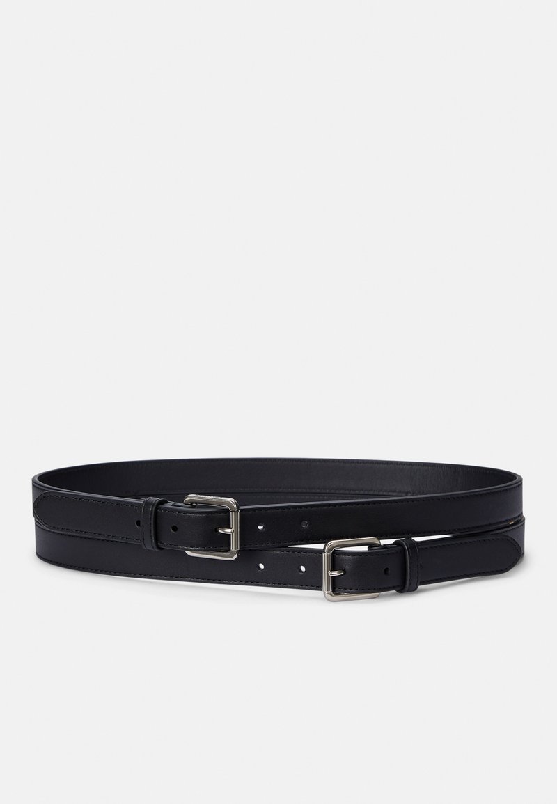 Lauren Ralph Lauren LEATHER DOUBLE BUCKLE STACKED WIDE BELT - Pas za okoli pasu - black