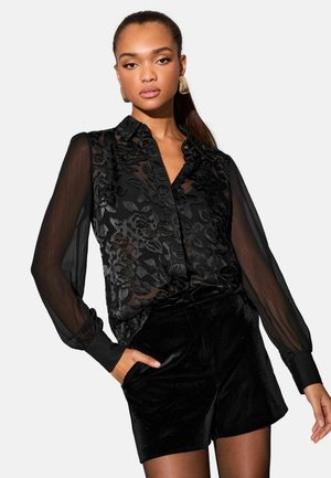 Blúzka so zapínaním na gombíky - sheer black