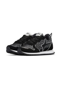 Scarpe da corsa nere con tomaia in rete, dettagli in suede, chiusura con lacci e suola testurizzata con intersuola bianca e dettagli con logo.