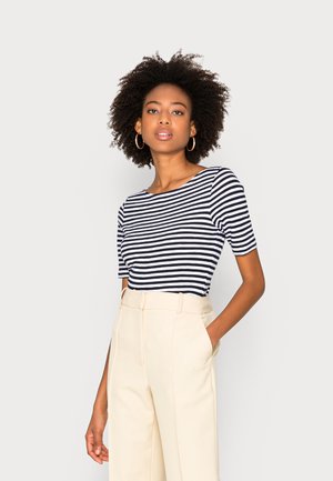 SHORT SLEEVE BOAT NECK STRIPED - T-shirt con stampa - multi/deep blue sea