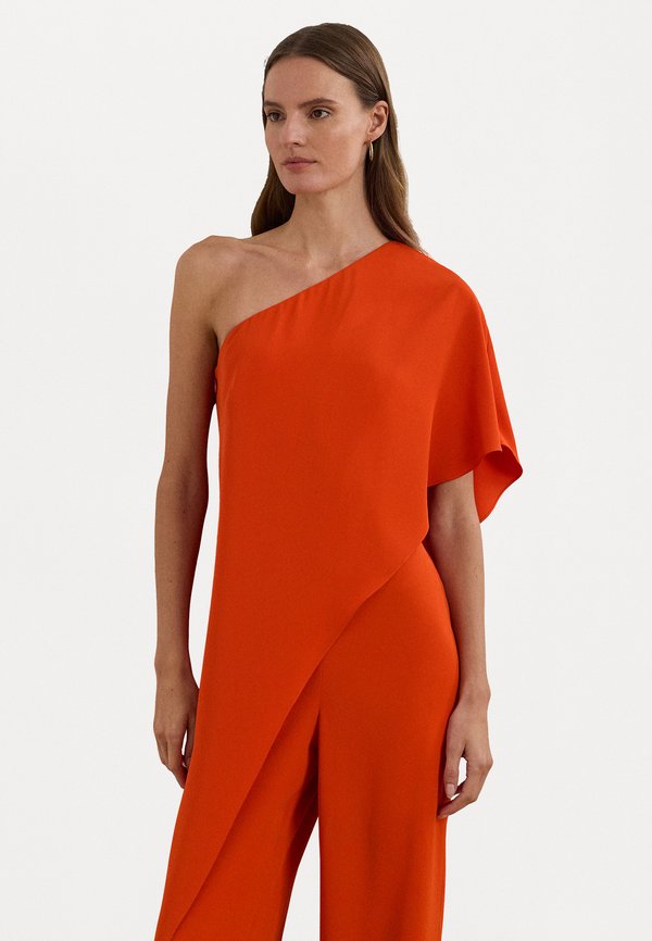 CAPE GEORGETTE ONE SHOULDER JUMPSUIT - Jumpsuit - orange