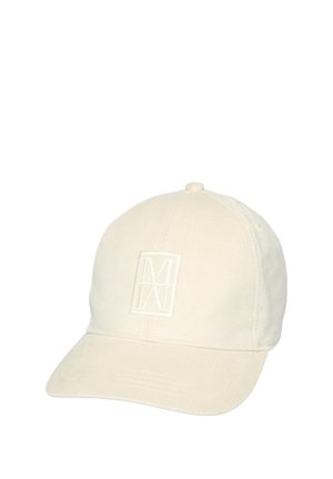 Beige corduroy pet met een gestructureerde kroon, gebogen rand en geborduurd logo aan de voorkant. Voorzien van een verstelbare strap aan de achterkant.