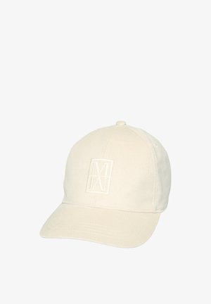 Beige corduroy pet met een gestructureerde kroon, gebogen rand en geborduurd logo aan de voorkant. Voorzien van een verstelbare strap aan de achterkant.