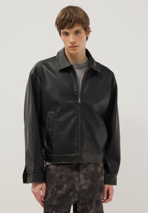 PADDED FIT WITH ZIP - Faux leather jacket - gunmetal