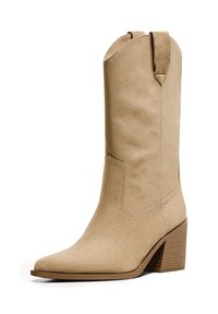 Bershka HIGH-HEEL - Cowboy-/Bikerlaarzen - beige