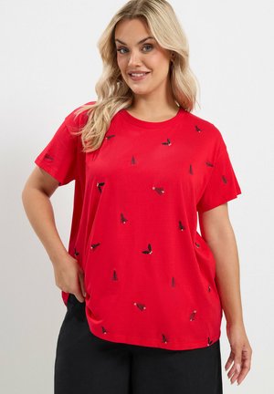Yours Clothing, PLUS SIZE SHORT SLEEVE T-SHIRTS - T-shirt imprimé - red
