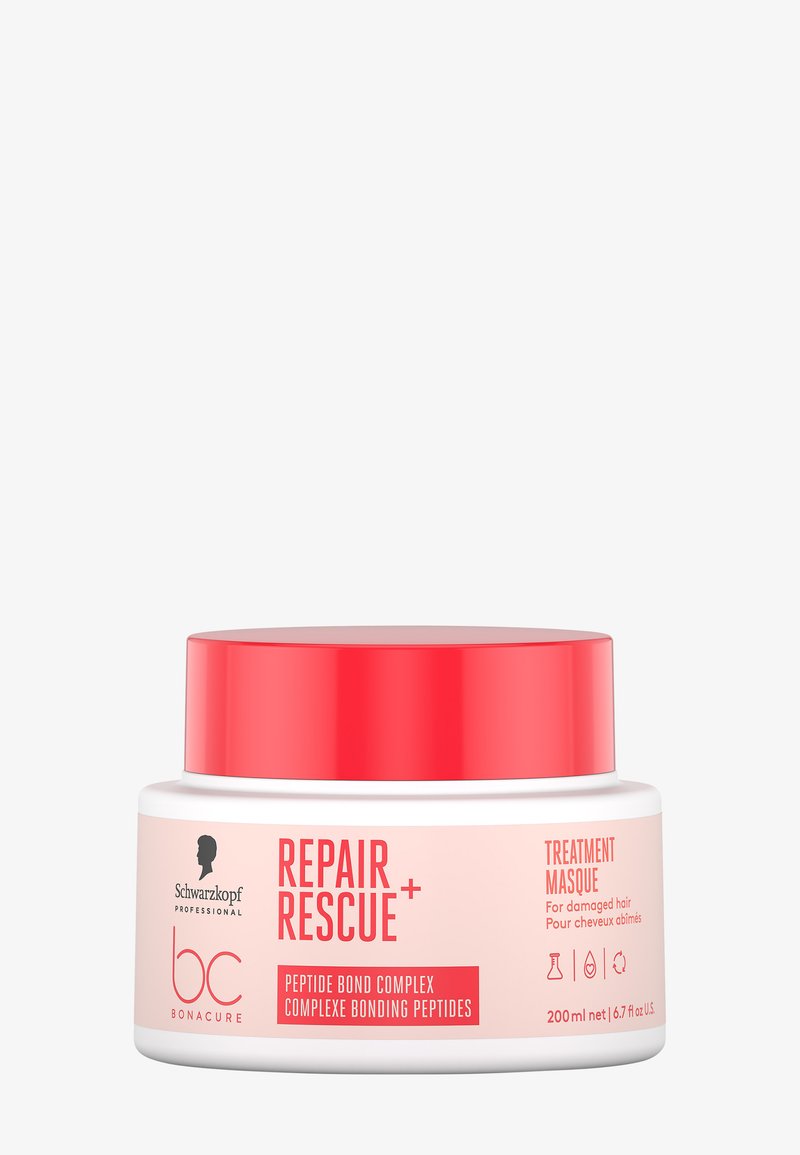 Maschera trattamento capelli Schwarzkopf Repair Rescue con coperchio rosso, complesso a legame peptidico, per capelli danneggiati, contenitore da 200 ml.