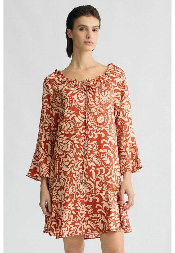 PRINTED TWILL - Freizeitkleid - orange beige