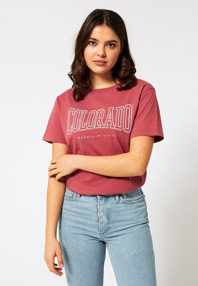 EVERLY - T-shirt print - washed red